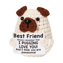 Handmade Crochet Pug Toy Stuffed Puppy for Kids 3+
