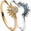 Sun and Moon Ring Set Gold Silver Size 6 to 11 1