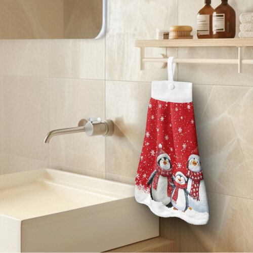 Christmas Penguin Hand Towels with Loop 3-Pc Set 2