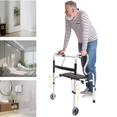 Ultra lightweight rollator mobility walker 2 wheeled walking aid frame with seat 1