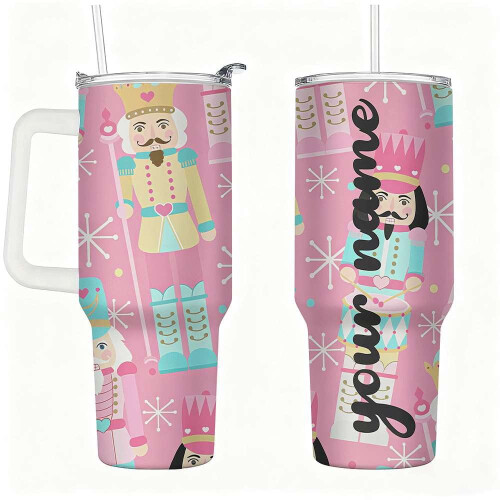 Pink Nutcracker Tumbler with Lid and Straw