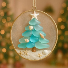 Coastal Christmas Tree Ornament Sea Glass 1 Piece