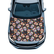 Car Hood Cover Polyester Elastic Sugar Skull Print