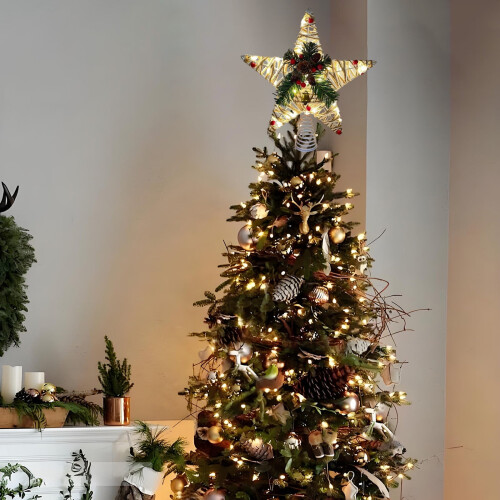 LED Wrought Iron Tree Top Star Decoration White 9.84x11.02
