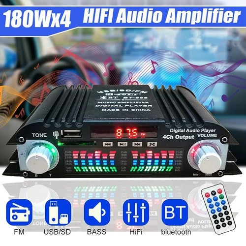 USB Player Bluetooth HiFi Sound Amplifier 4 Channel Audio Karaoke Digital 1