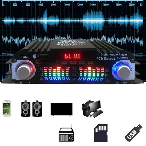 USB Player Bluetooth HiFi Sound Amplifier 4 Channel Audio Karaoke Digital 2