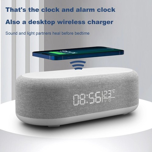 Digital Alarm Clock Bedside Temperature Night Mode With Wireless Charging Area 1