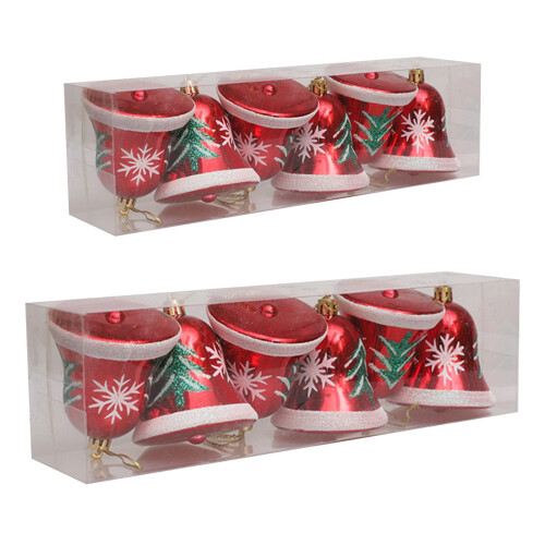 Gold Plastic Jingle Bells for Christmas Tree 6 pcs