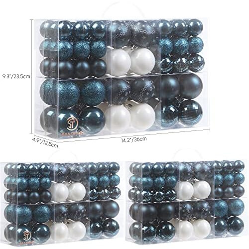 Christmas Ball Ornaments Set Stone Blue 86-Pc 1