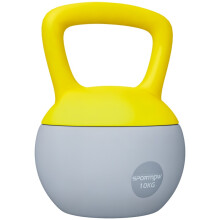 10KG Soft Kettlebell, Kettlebell with Non-Slip Handle for Home Gym, Weight Lifting, Strength Training, Yellow/Grey