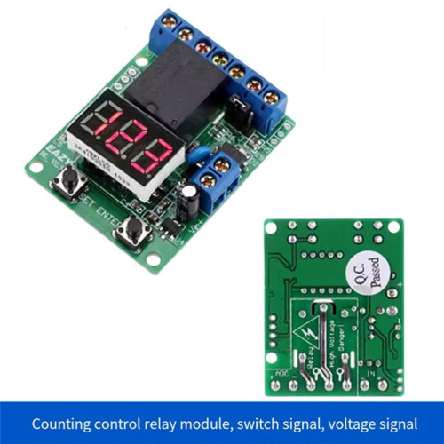 12V Digital Voltage Control Relay Module Relay  Control Board Module LED Voltmeter Charging Discharge Security 1