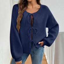 French Premium Wool Knit Cardigan Long Sleeve Open Front