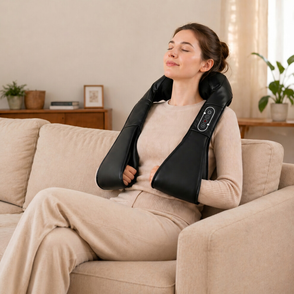 Homcom Neck Massager With Heat, Deep Tissue Shiatsu 3D Kneading Massager