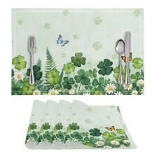 Butterfly Daisy and Four-Leaf Clover Placemats Set of 4
