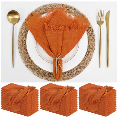 Cotton Linen Napkins 16 x 16 Inch 12 Pack
