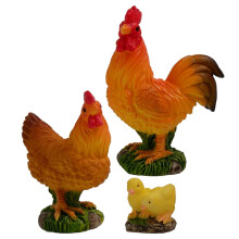 Resin Rooster Mini Figurine Assorted Colors 3 pcs