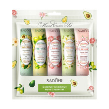 5pcs/set SADOER Flower Fruit Hand Cream Sets Moisturizing Repair Anti