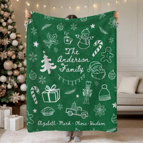 HELLOYOUNG Custom Christmas Blanket Soft Flannel Fleece