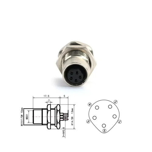 M8 Sensor Connector Panel Back Mount Waterproof Flange