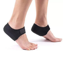 (Black) Adjustable Magnetic Heel Sleeve with Massage Pads, Archless Design, Rubber Heel Cover for Pain Relief, Warm Support for Home Office Sports