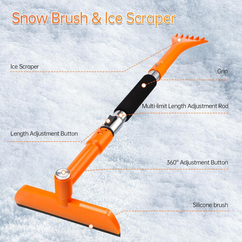 Ice Scraper and Snow Brush 49.2 inch Extendable Purple 2