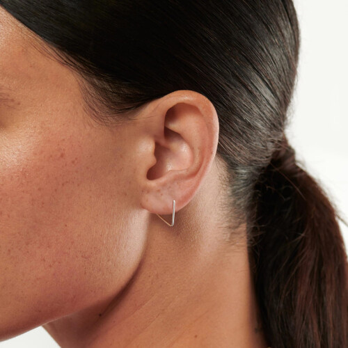 Sterling Silver Open Hoop Earrings Triangle Drop 1 Pair 1