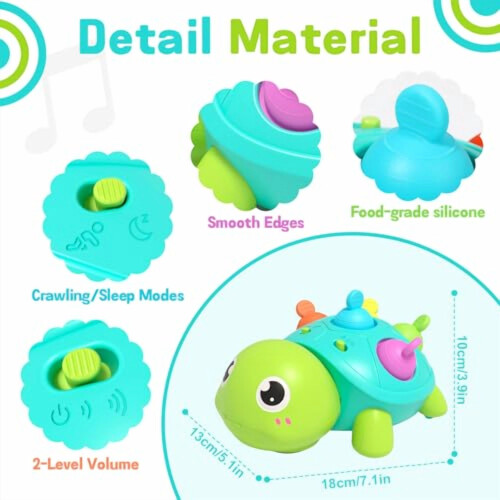 Musical Crawling Turtle Toy for Infants 6-12 Months, 2