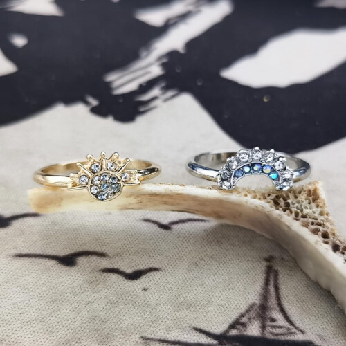 Sun and Moon Ring Set Gold Silver Size 6 to 11 2