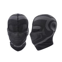(Black -- short jacquard mask) Winter Outdoor Cycling Headwear Balaclava Windproof Cold Weather Motorcycle Ski Mask Breathable Neck Warmer
