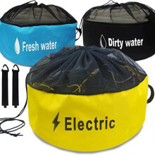 (Black, 45*25cm) RV Hose Storage Bag, Waterproof Camper Organizer, Durable Travel Trailer Accessories, Soft Hose Carrier for RV