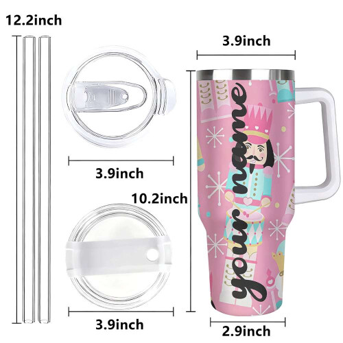 Pink Nutcracker Tumbler with Lid and Straw 1