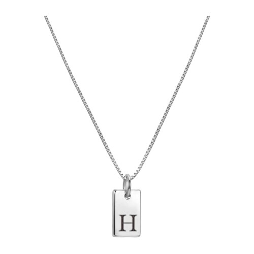 Silver Plated Initial Necklace for Women H Pendant 2