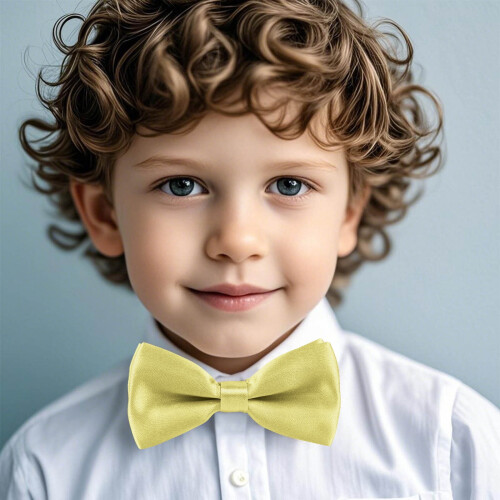 Solid Color Adjustable Bow Tie for Kids Yellow 1