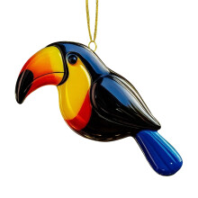 Fused Glass Bird Ornament Realistic Mini Acrylic Style 1pc