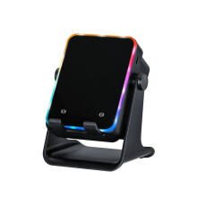 Supporto per Telefono con Altoparlante A Induzione con Altoparlante Luce RGB Colorata Supporto Regolabile Nero