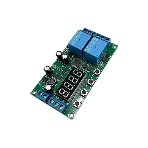 YF-7 Dual Channel Delay Relay Module AC 220V Digital Display Cycle Pulse Timer  Board for Automation Control