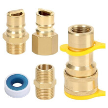 1/2" LP Natural Gas Quick-Connect Fitting Kit - Brass Female & Male Propane Hose Quick-Connect