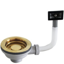 Drain Sink Downcomer 114MM Gold Plated with Overflow Feature for Managing Excess Water and Maintaining Clean Sink Spaces