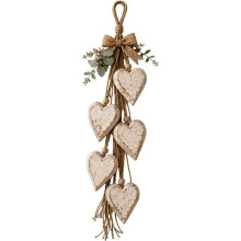 Hanging Heart Wall Decor, Rustic Farmhouse Hanging Heart Decoration with 5 Layer Wooden Hearts, Rustic Neutral A