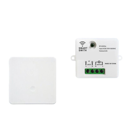 RF Wireless  Light  Without Neutral 433Mhz Wireless Remote Control  Kit AC110-250V for Light Lamp White