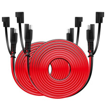 2PCS 12FT SAE Extension Cable 16AWG for Motorcycle Solar Panel 12V-24V 2Pin Charging Adapter Quick Connect/Disconnect