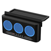 Solar-Powered Car Air Circulation Fan with Red Light, Safe Cooling, Made of ABS Material. Black
