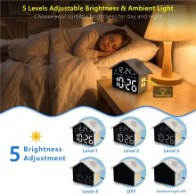Orologio Digitale di Allerta, Orologio da Camera con Indicatore di Data e Settimana, Doppia Sveglia, Dimmer e Luce Ambientale
