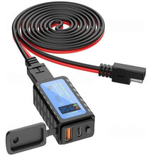 Universal 12V QC3.0 Motorcycle USB C Fast Chargers Power Adapter LED Digital Voltage Display Motorbike Accessories