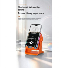 Wireless Sensor Speaker Desk Universal Mobile Phone Stand RGB Colorful Light Adjustable Holder Orange