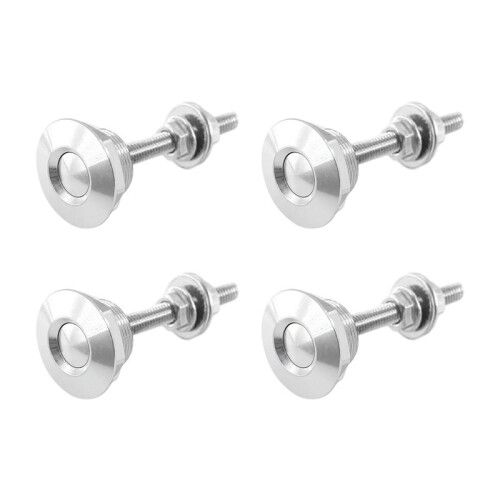 4pc Universal Aluminum Push Button Quick Release Car Front Bumper Hood Pin Engine Bonnet Lock for Racing Silver