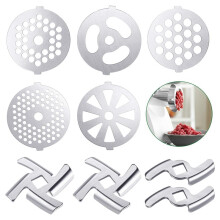 Ensemble de 9 Pièces de Disques de Remplacement pour Hachoir à Viande Taille 5 pour Accessoire de Hachoir à Viande de Mixeur Debout de 55 mm