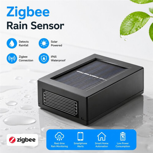 Tuya Solar Powered ZigBee Rain Sensor High Sensitivity Water Leak Detector Rainfall Reminder Via APP
