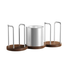 Distributeur de Gobelets à Café avec Support pour Paille et Agitateur, Organisateur à Plusieurs Fentes en Bois pour Cuisine à Domicile et Bureau