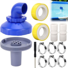 1set Pool Inlet Nozzle Kit with Hose Clamps and Sealing Tape, Suitable for Both Above-Ground and Underground Pools.